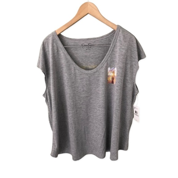 Jessica Simpson Tops - NWT Jessica Simpson Asher Flutter Sleeve Graphic T-Shirt Top Size 1X